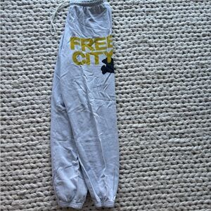 Freecity Gray Sweatpants with Yellow and Black Logo